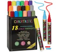 Colourful Art - Penne, gessi e marcatori - Pacco da 18 pezzi nel formato Mega, Ideali per i lavoretti artistici dei bambini, per i menu dei bistrot, per le insegne dei Caffè - Pennarelli cancellabili per vetrine e finestre - punta fine o cesellata da 6 mm - colori fluorescenti, oro e argento