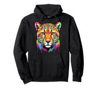 Colourful Cheetah Head in Vivid Shades Artistic Designed Felpa con Cappuccio