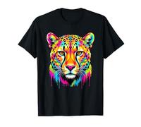 Colourful Cheetah Head in Vivid Shades Artistic Designed Maglietta