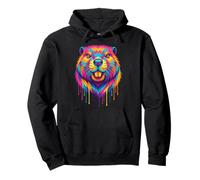 Colourful Cool Beaver Head in Vivid Shades Artistic Designed Felpa con Cappuccio