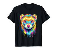 Colourful Cool Ferret Head in Vivid Shades Artistic Designed Maglietta