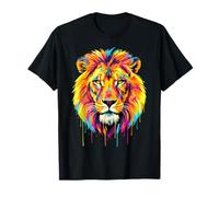 Colourful Cool Lion Head in Vivid Shades Artistic Designed Maglietta