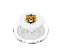 Colourful Cool Lion Head in Vivid Shades Artistic Designed PopSockets PopGrip per MagSafe