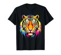 Colourful Cool Tiger Head in Vivid Shades Artistic Designed Maglietta