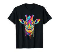 Colourful Giraffe Head in Vivid Shades Artistic Designed Maglietta