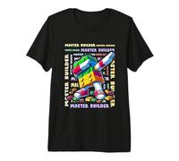 Colourful Master Builder Dabbing Blocks Bricks Builder Maglietta Premium