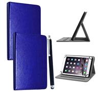 Colourful Stuff Custodia universale per tablet in ecopelle, con supporto, rotante a 360°, adatto per tutti i Tablet Android da 10” e 10,1”+ stilo touch pen BLUE CASE COVER Universal 10.1" & 10"