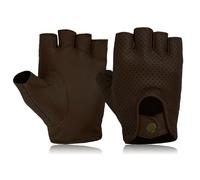 COLOURLINX Guanti senza dita da uomo in pelle, mezze dita, per guida, ciclismo, palestra, sedia a rotelle, moto, estivi, in vera pelle di lamina, morbidi (marrone scuro, XL)