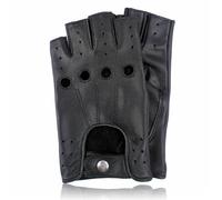 COLOURLINX Guanti senza dita in vera pelle, unisex, per guida, ciclismo, palestra, moto, sedia a rotelle, mezze dita, per sport all'aria aperta (nero, L)