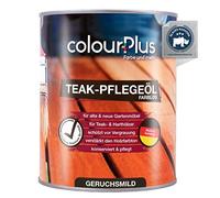 colourPlus® vernice ad olio per legno teak naturale (1 litro, incolore) Olio protettivo per legno all'interno e all'esterno - olio protettivo per legno all'esterno - Made in Germany