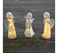 COLOURS MANUFAKTUR YOUR COLOUR YOUR LIFE Angelo in porcellana a LED bianco (diversi motivi a scelta) (set da 3 angeli