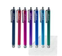 ColoYourLife - Confezione da 7 penne stilo capacitive universali con punta in fibra ibrida a micro maglia, per iPad, iPhone, smartphone Android, tablet, laptop e panno di pulizia