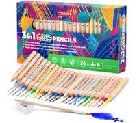 colozoo Matite colorate 3 in 1 set, 24 con pennello e temperamatite