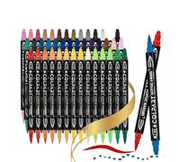 colpart 36 pennarelli acrilici a doppia punta, pennarelli professionali a pennello e puntini per pittura su roccia, legno, tela, ceramica, tessuto, artigianato fai da te per adulti