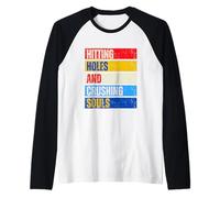 Colpire i buchi schiacciando anime Bean Bag Player divertente Cornhole Maglia con Maniche Raglan