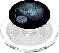 Colpisce il gatto blu russo con gli occhi verdi che sbirciano attraverso PopSockets PopGrip per MagSafe