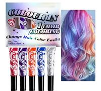 Colriage Dei Capelli - Crema Morbida, Gesso Per Capelli Temporaneo, Set Di Pennelli Colorati | 5 Sticks Di Colore Istantaneo Vibranti Per Lo Stile Veloce | Per Il Salone