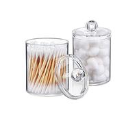 Colrid 2 Pezzi Porta Bastoncini Cotonati, Makeup Pads Storage Porta Bastoncini Cotonati, Sturdy, Transparent, con Coperchio, for Cosmetics, Cotton Balls, Swabs, Binder Paper Clips, Hair Pins