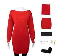 COLSA Costume da donna per cosplay anime, maglione rosso, uniforme per Halloween, set completo con orecchini, Yor, Medium