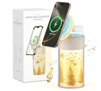 COLSUR 3 in 1 Cassa Bluetooth Potente, Caricatore Wireless per iPhone AirPods, Altoparlante Bluetooth con Luce Notturna, idee Regali Regalo uomo donna, Addobbi Natalizi per la casa - Oro (Christmas)