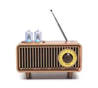 COLSUR Radio Vintage Legno, Radio Portatile con Altoparlante Bluetooth, Radio FM in Stile Retrò, Radiolina Ricaricabile, Altoparlante per Bassi di Alta Qualità