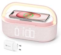 COLSUR Radiosveglia con Caricatore Wireless e Bluetooth Altoparlante, Luce