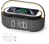 COLSUR Radiosveglia con Caricatore Wireless e Bluetooth Altoparlante, Luce