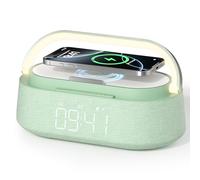 COLSUR Radiosveglia Digitale con Ricarica Wireless, Radio FM Sveglia con Allarme con Timer di Speaker Bluetooth Portatile, USB Luce Noctturna, Display LED Regolabile Regalo Uomo Donne