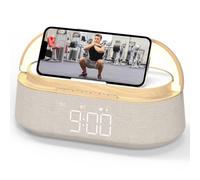COLSUR Radiosveglia Digitale con Ricarica Wireless, Radio FM Sveglia con Allarme con Timer di Speaker Bluetooth Portatile, USB Luce Noctturna, Display LED Regolabile