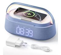 COLSUR Sveglia Digitale con Ricarica Wireless, Sveglia con Allarme con Timer di Speaker Bluetooth Portatile, USB Luce Noctturna, Display LED Regolabile Blu