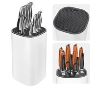 Coltelli da Cucina, Porta Coltelli Senza Coltello con Design di Drenaggio, Ceppo Portacoltelli Bianco con Lamelle Flessibili, Universale Moderno Portacoltelli per Tutti da Cucina