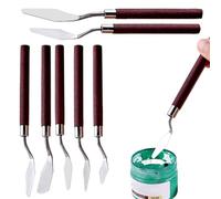 Coltelli da tavolozza di spatola, 7 pezzi, set di coltelli per l'arte - per pittura a olio di manico in legno per miscelazione di colori, sbavatura, diffusione, decorati