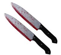Coltelli Finti, 2 Pezzi Pugnali Plastica Scream Unisex, 33cm Accessorio Travestimento Macchiato Sangue Ruggine Realistico per Festa Halloween, Carnevale, Cosplay Orrore e Spettacolo Terrificante