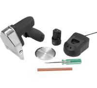 HENDI Coltello elettrico a batteria per kebab, shawarma, gyros, spessore di taglio regolabile 0-8mm, lama: 2600 rpm, 2 batterie 2000mAh, 80W, 60kg/h, 230V, 199x125x(H) 184mm, acciaio inox