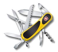 Coltellino svizzero Victorinox Evolution 17 Grip, 15 funzioni, Giallo/Nero | Multitool con lama, sega per legno, cavatappi, forbici, misura media, guance ergonomiche, 2.3913.C8