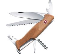 Victorinox, Ranger 55 Wood, Coltello Svizzero, Originale, Multiuso, Campeggio, 10 Funzioni, Lama, grande, Apriscatole, Bloccabile