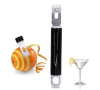 Coltello a canale, sbuccia limone 2 in 1, per grattugiare e grattugiare gli agrumi, 5 balle ultra affilate, pelapatate in acciaio inox, accessorio professionale da bar (argento)