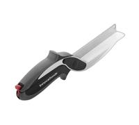 InnovaGoods - Coltello-Forbici con Mini Tagliere Integrato, Utensile da Cucina Multifunzione, Design Ergonomico Antiscivolo, Acciaio Inossidabile, Nero/Grigio