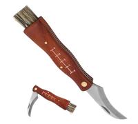 Coltello a Funghi con Spazzola, Coltello Micologica Manico in Legno, Coltellino a Serramanico da Funghi, Coltello da Giardino da Tasca, Coltello da Innesto, Coltello da Giardinaggio da Esterno