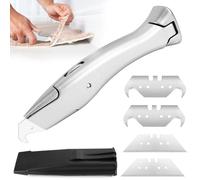 Coltello a Uncino Taglierino per Tappeti Gancio per Moquette Lama (4 lame estremamente affilate, custodia in metallo) per Tappeti Coltello da Taglio