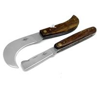 Coltello Artigianale Roncola Mezzaluna per Innesti - Manico in Legno Pieghevole Da Tasca