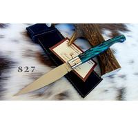 COLTELLO ARTIGIANALE SARDO PATTADESE, MANICO IN KIRINITE COLORATO, CON FODERINO