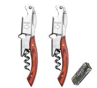 Coltello Cameriere, Apribottiglie 3 in 1 Adatto per Vino e Birra, Manico in Palissandro, per Sommelier e Bartender (Square wood)