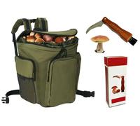 Coltello + Cesto zaino in vimini porta funghi gerla montagna raccolta pic nic