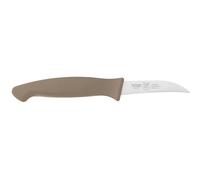 coltello cucina verdura curvo cm 7, colore tortora, manico in gomma termoplastica tortora
