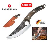COLTELLO CUOCO LAMA IN ACCIAIO CM 15 E MANICO LEGNO + FODERO "ZASSENHAUS GERMANY