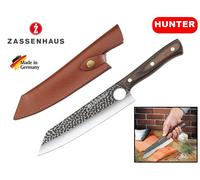 COLTELLO CUOCO LAMA IN ACCIAIO CM 19 E MANICO LEGNO + FODERO "ZASSENHAUS GERMANY