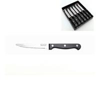 Coltello da Bistecca Rodeo Punta Arrotondata In Confezione regalo 6 Pezzi realizzato in acciaio 18/10 lunghezza 217 mm satinato molto tagliente Lavabile in lavastoviglie Made in Italy cromo