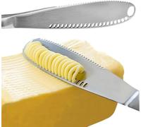 Coltello da Burro, Spalmatore per Burro 3 in 1 in Acciaio Inossidabile, Fessure per Tritare Seghettate Facili da Impugnare per Pane, Burro, Formaggio, Marmellata, Tagliaburro