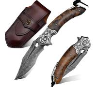 Coltello da caccia pieghevole Damascato HARAHU RA-26660 - Marrone